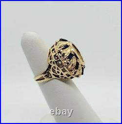 14k Yellow Gold Finish Beauty Coin Ring 2.20Ct Blue Sapphire 925 Sterling Silver