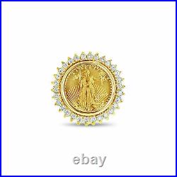 14k Yellow Gold Finish Silver Lady Liberty Coin Ring Real Moissanite 0.66 Carat