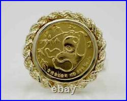 14k Yellow Gold Finish Without Stone China Panda COIN Women's Wedding Ring