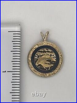 14k Yellow Gold Framed Pendant with 24k Alaska Coin & Fine Gold Nugget Acc, 6.4 Gr
