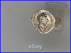 14k Yellow Gold Greek Coin Ring Size 7 1/2 6 Grams Replica