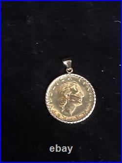 14k Yellow Gold MILOR Italian 200 Lire Coin Pendant 1991 Charm 5.8g GB1