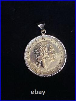 14k Yellow Gold MILOR Italian 200 Lire Coin Pendant 1991 Charm 5.8g GB1