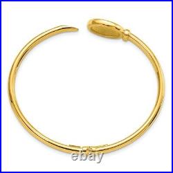 14k Yellow Gold Matte Coin Hinged Bangle Bracelet Cuff Expandable Stackable