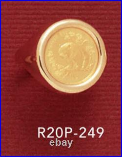 14k Yellow Gold Men's $2.50 Indian Coin Bezel Ring