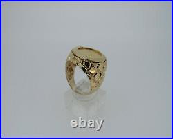 14k Yellow Gold Nugget Ring With 1987 $5 1/10oz Gold Eagle Coin 15.24 Grams