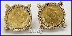 14k Yellow Gold Panda Earrings with 0.999 24k Chinese Panda Coins