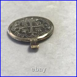 14k Yellow Gold Pendant with Authentic Silver Spanish Pirate Coin (PB6)