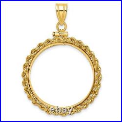 14k Yellow Gold Petite Knotted Rope Screw Top US $10 Indian Coin Bezel