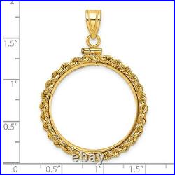 14k Yellow Gold Petite Knotted Rope Screw Top US $10 Indian Coin Bezel