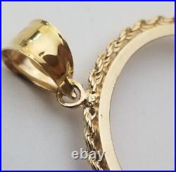 14k Yellow Gold Plated 50 Pesos Coin Bezel-Rope Torsal Frame