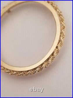 14k Yellow Gold Plated 50 Pesos Coin Bezel-Rope Torsal Frame