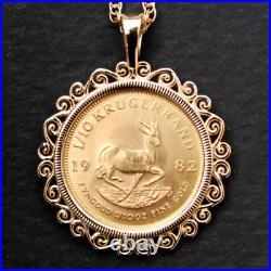 14k Yellow Gold Plated Krugerrand Coin Custom Fancy Wedding Women's Pendant