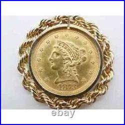 14k Yellow Gold Plated Liberty Lab Created Head Quarter Eagle Coin Bezel Pendant
