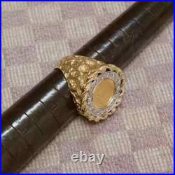 14k Yellow Gold Plated Mexican Coin 1Ct Lab-Created Diamond Nugget Ring For Men