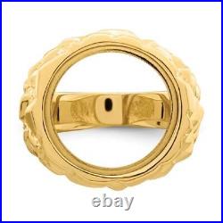 14k Yellow Gold Polished Mens Nugget-style 17.8 mm Coin Bezel Ring