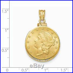 14k Yellow Gold Polished Screw Top Bezel Coin Holder for Old $5 US Coin