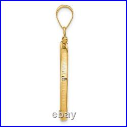 14k Yellow Gold Reeded Border Screw Top US $10 Indian Coin Bezel
