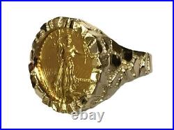14k Yellow Gold Ring, 1/10oz US American Eagle Coin, Approx 9.8g