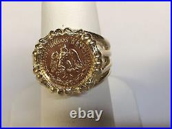 14k Yellow Gold Ring, Dos Pesos Coin, Approx 7.2g