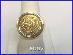 14k Yellow Gold Ring, Indian Head Coin, Approx 18g