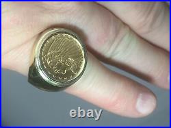 14k Yellow Gold Ring, Indian Head Coin, Approx 18g