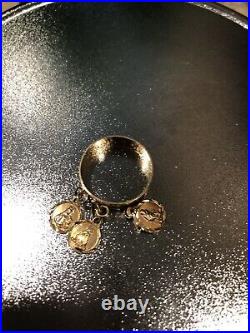14k Yellow Gold Ring With Religious Dangling Coins