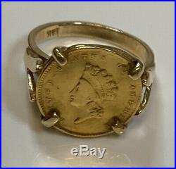 14k Yellow Gold Ring with a Type 2 Indian Head Gold Coin, 6.3 g Jewelry