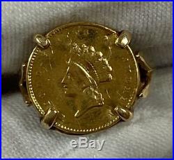 14k Yellow Gold Ring with a Type 2 Indian Head Gold Coin, 6.3 g Jewelry