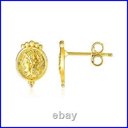 14k Yellow Gold Roman Coin Earrings