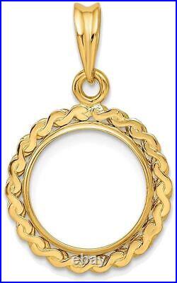 14k Yellow Gold S Chain 13mm Prong Coin Bezel Pendant