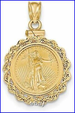 14k Yellow Gold Screw Top 1/10 oz Mounted American Eagle Coin Pendant