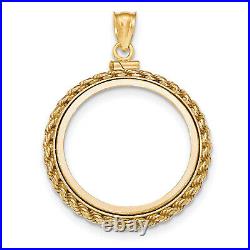 14k Yellow Gold Screw top 2 Peso Rope Coin Bezel