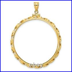 14k Yellow Gold Twisted Ribbon Screw Top Mexico 50 Pesos Coin Bezel