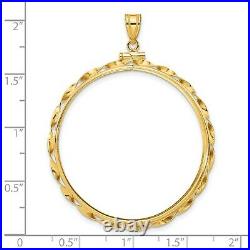 14k Yellow Gold Twisted Ribbon Screw Top Mexico 50 Pesos Coin Bezel