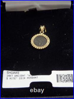 14k Yellow Gold Widow's Mite Ancient Coin Pendant