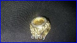 14k Yellow Gold and Diamond Ring with 1851 Liberty Head Coin Size 10
