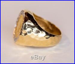 14k Yellow Gold and Diamond Ring with 1853 Liberty Head Coin Size 8.5