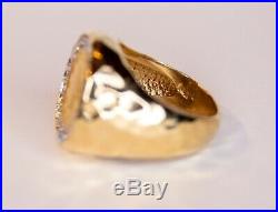 14k Yellow Gold and Diamond Ring with 1853 Liberty Head Coin Size 8.5