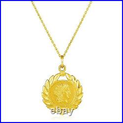 14k Yellow Gold with Roman Coin Pendant 18 in