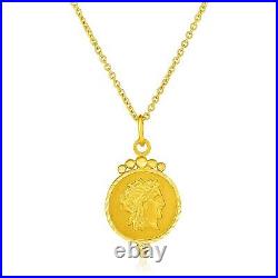 14k Yellow Gold with Round Roman Coin Pendant 18 in