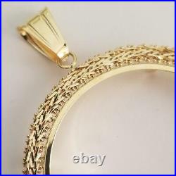 14k Yellow Real Gold 4 Prong 50 Pesos Bolla Coin Bezel-Frame