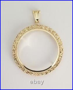 14k Yellow Real Gold 4 Prong 50 Pesos Bolla Coin Bezel-Frame