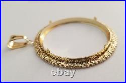 14k Yellow Real Gold 4 Prong 50 Pesos Bolla Coin Bezel-Frame