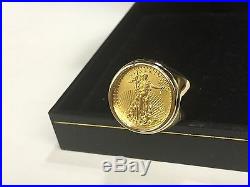 14k gold Ring 20 MM for 1/10 OZ US LIBERTY COIN (mounting only)