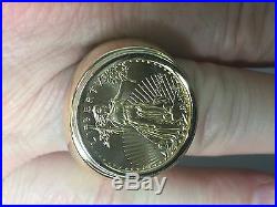 14k gold Ring 25 MM for 1/4 OZ US LIBERTY COIN (mounting only)