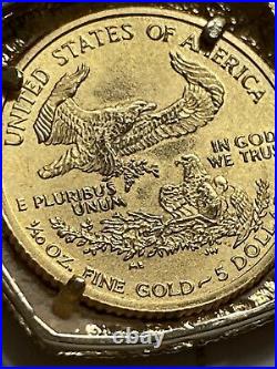 14k setting and 22k Gold 2000 Liberty American Eagle Coin Bracelet (5 Coins)