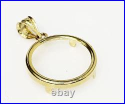 14k solid Yellow gold 4-Prong Coin Bezel Frame 1 Oz Gold Mexican Onza Libertad