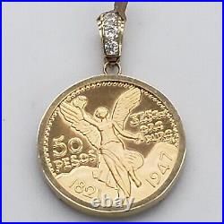 14k solid gold 4 Prong 50 pesos centenario Coin Bezel Frame pendant