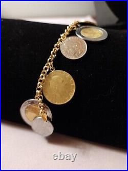 14k yellow gold Italy Milor Lire-Lira coin bracelet QVC excellent shape! Italian